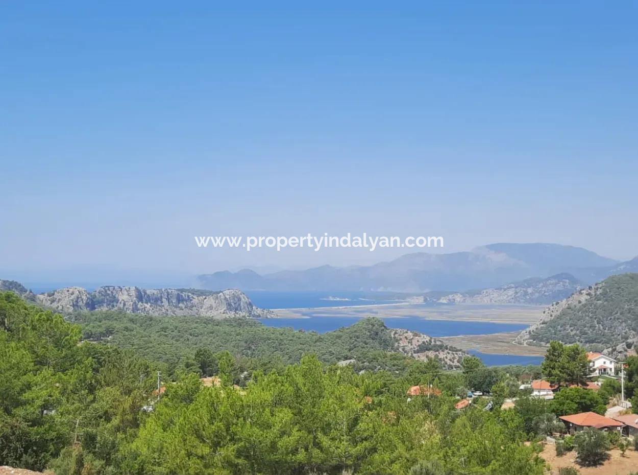 Dalyan Gökbelde See- Und Meerblick Freistehende Eigentumsurkunde Zum Verkauf 82 M2 Land Zum Verkauf